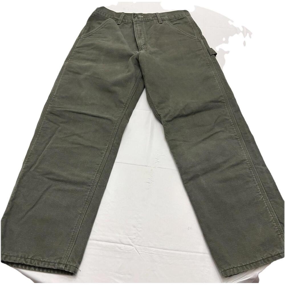 VTG Made in USA Men’s Carhartt Pants Green Color Carpenter Pants Size 33x30 - Picture 2 of 8
